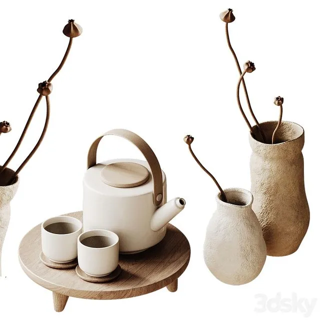 Japandi (Wabi Sabi) Decorative Set 3D Model
