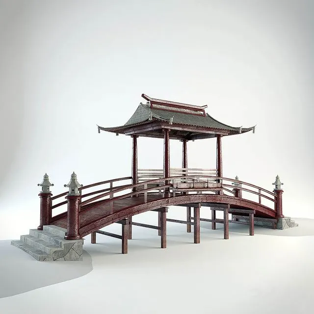 Japanese Bridge 3D Model Japanese Bridge 3D Model