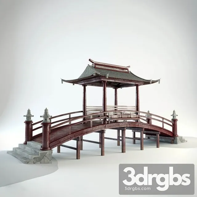 Japanese Covered Wooden Bridge 3D Model Download