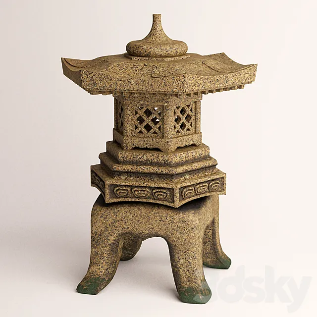 Japanese garden lantern “Yukimi-toro” 3D Model Japanese garden lantern “Yukimi-toro” 3D Model