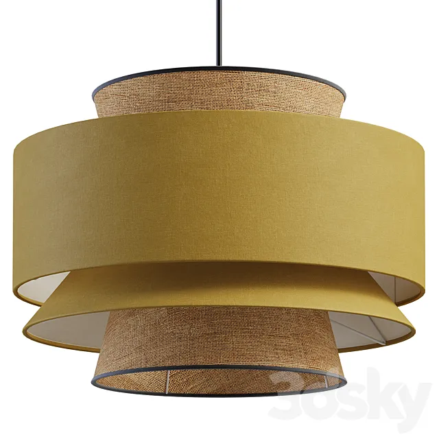 Japanese Style Green Fabric Pendant Lamp For Living Room 3D Model Japanese Style Green Fabric Pendant Lamp For Living Room 3D Model
