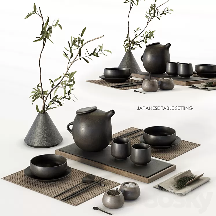 Japanese table setting 3D Model