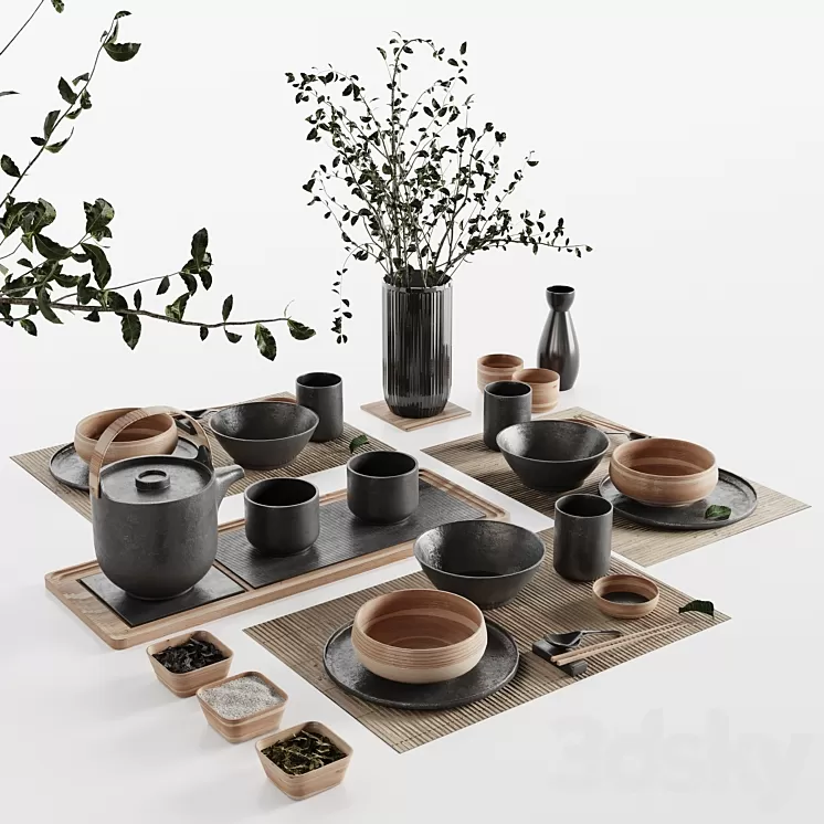 Japanese tableware set 20 3D Model