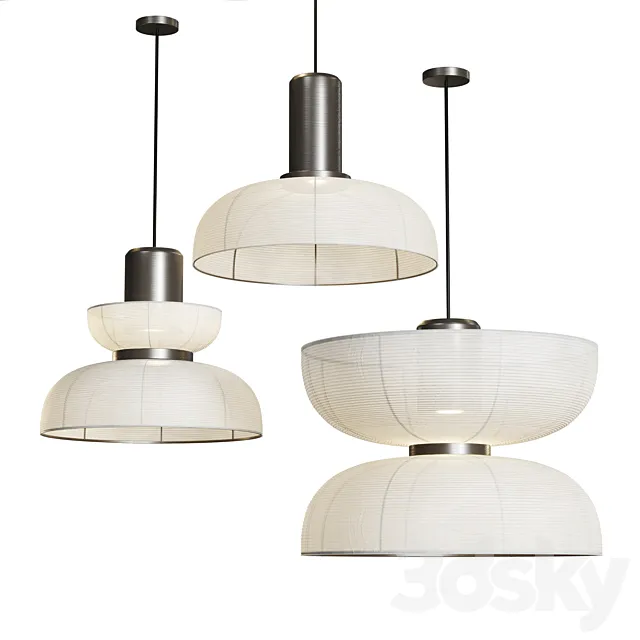 Japanese Wabi-Sabi Fabric Pendant Lights style AD 3D Model Japanese Wabi-Sabi Fabric Pendant Lights style AD 3D Model