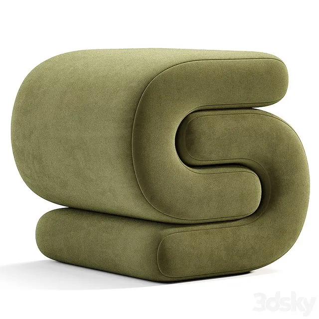 Jaszlyn Upholstered Ottoman 3D Model