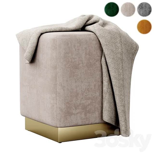 Jax Velvet Ottoman Stool by Meridian Furniture 3D Model Jax Velvet Ottoman Stool by Meridian Furniture 3D Model