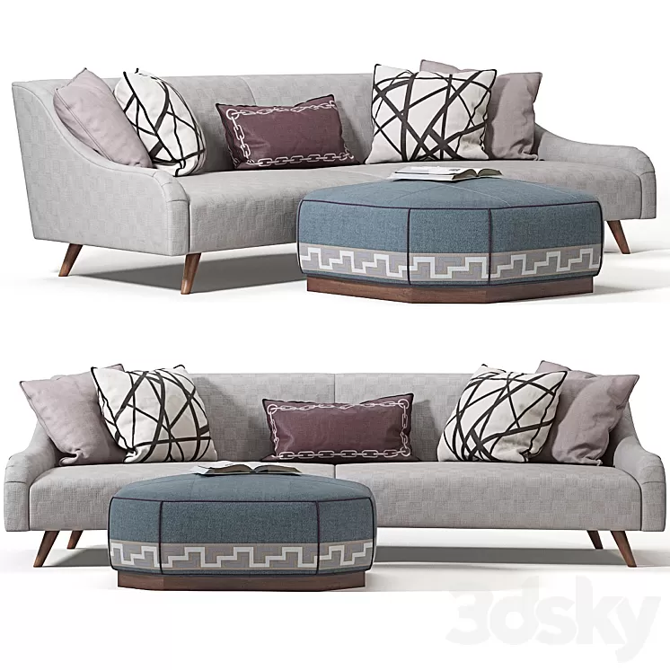 Jay Jeffers Custom Curved Sofa 3D Model
