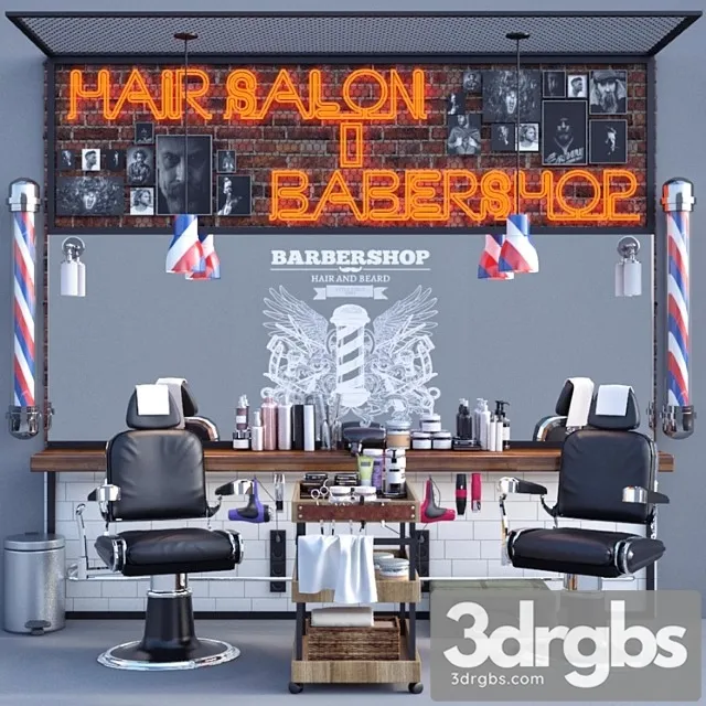 Jc barber shop 3D Model Download