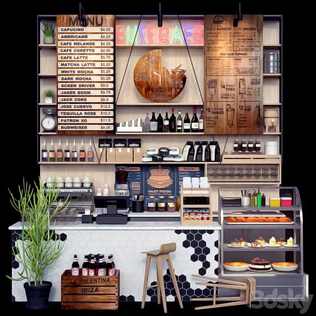 JC Coffee Shop Counter 3D Model