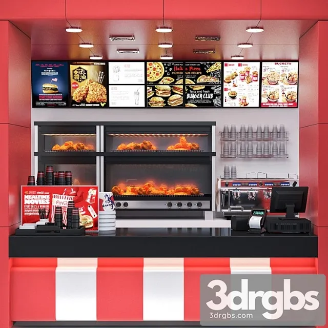 Jc fastfood and coffee kiosk 4 3D Model Download