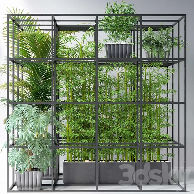 JC Wall Grid Plants Pot 7 3D Model