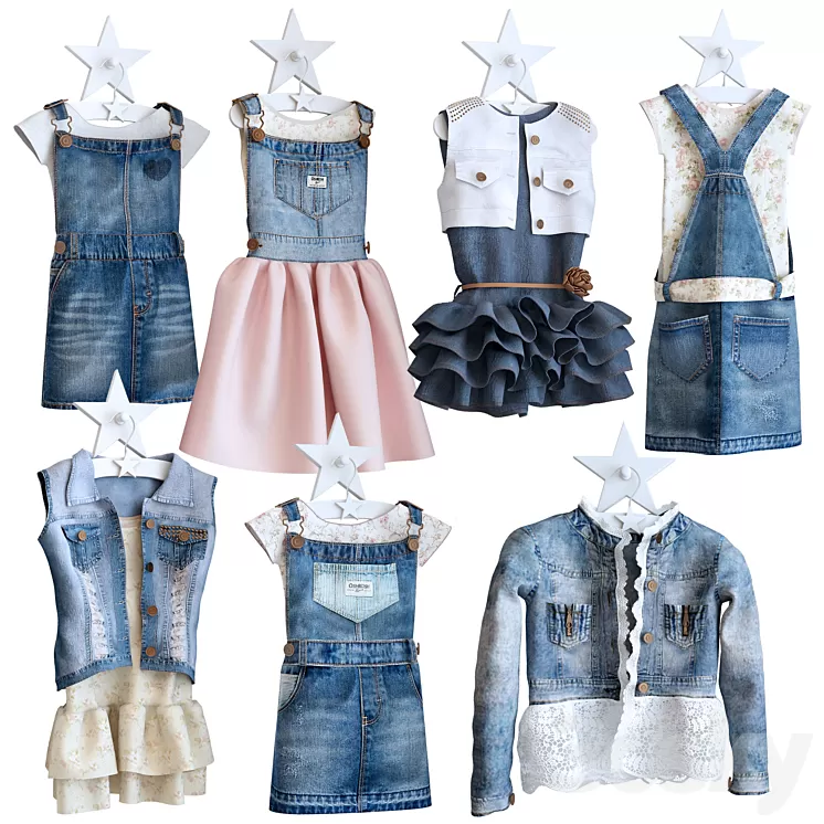 Jeans dresses for a little princesse 3D Model Jeans dresses for a little princesse 3D Model