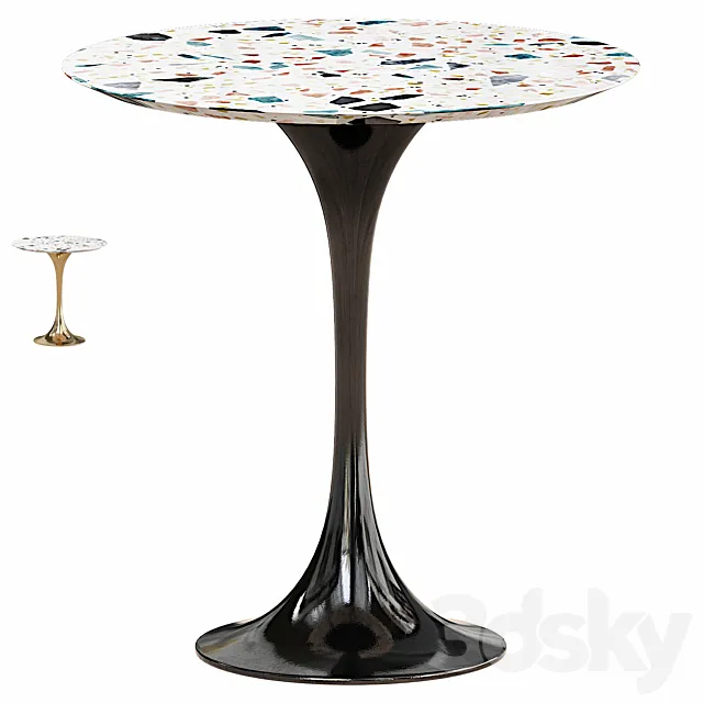 Jedison 20″ Round Terrazzo Side Table In Gold Terrazzo 3D Model
