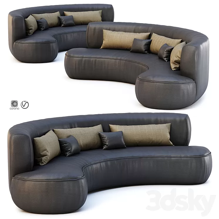 Jenifer Restaurant Leather Sofa 3D Model