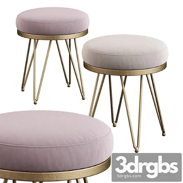jenine faux ostrich round bench 3D Model Download