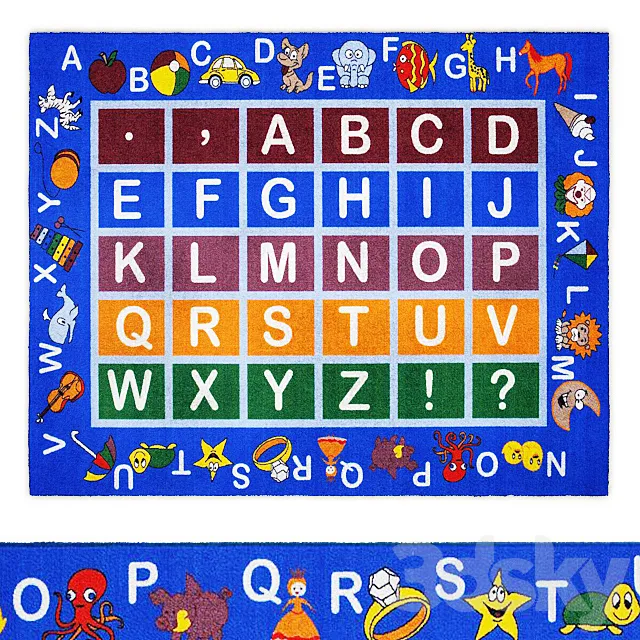 Jenny Collection Light Blue Kids Area Rug 3DModel Jenny Collection Light Blue Kids Area Rug 3DModel