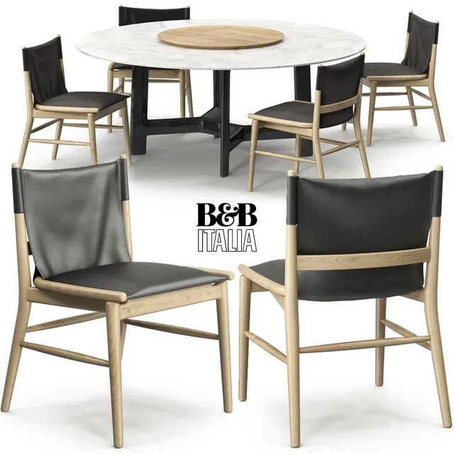 Jens chair Alex table B&B Italia 3D Model