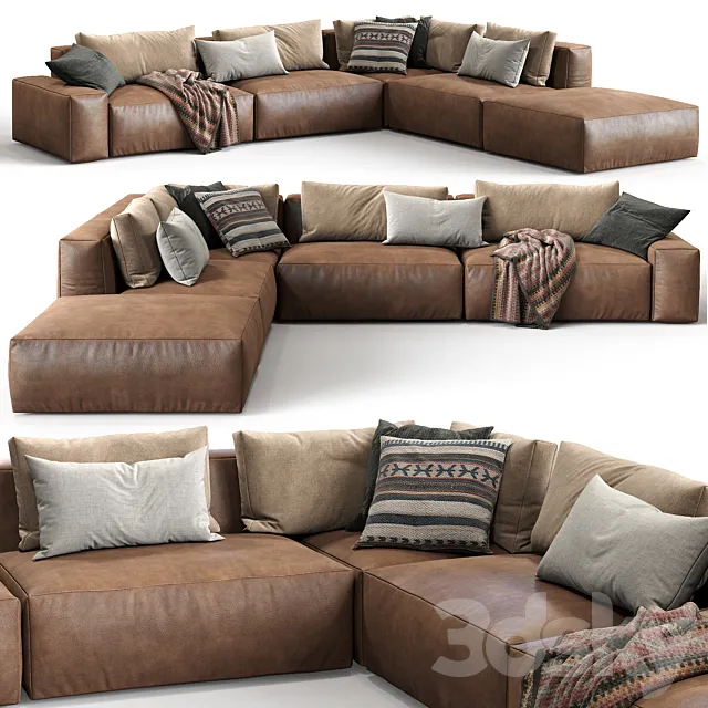 Jesse Leather sofa Daniel (composition 5) 3D Model
