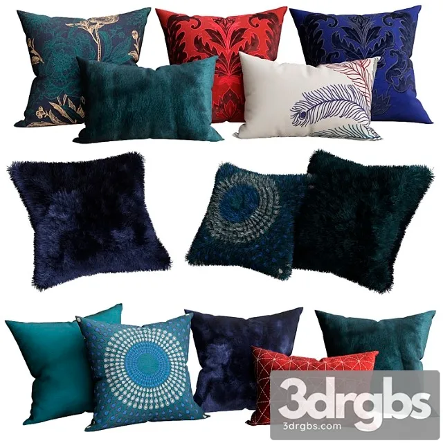 Jewel Tone Decorative Pillow Collection 3D Model Download Jewel Tone Decorative Pillow Collection 3D Model Download