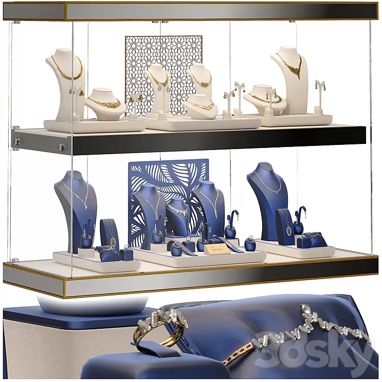 Jewelry showcase for a store 2. Jewelry stand. Display 3D Model Free Download