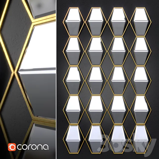 Jillian mirrored wall decor 3D Model Jillian mirrored wall decor 3D Model