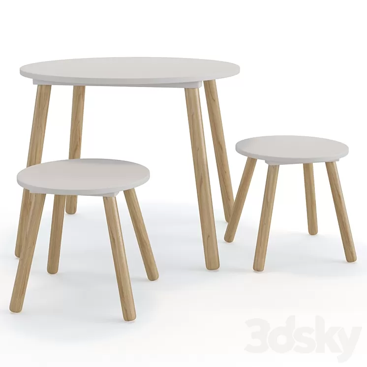 Jimi children's table and stool 3D Model