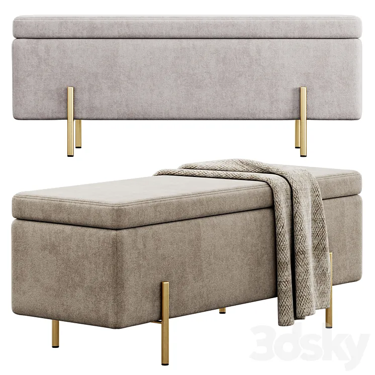 Jodel Upholstered Storage Bench by Everly Quinn 3D Model Free Download