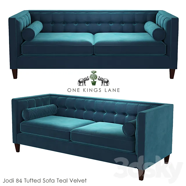 Jodi 84 Tufted Sofa Teal Velvet 3DModel Jodi 84 Tufted Sofa Teal Velvet 3DModel