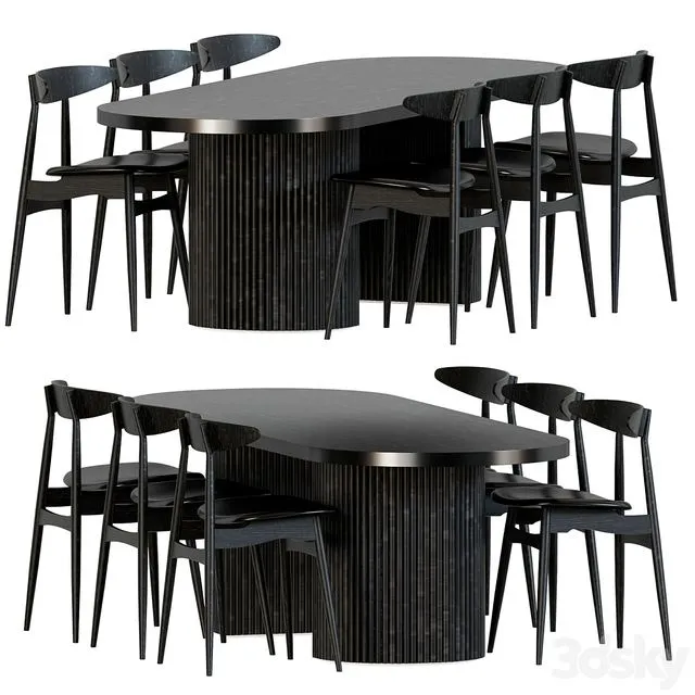 Joffrey Solid Ash Dining Chair Black 3D Model Joffrey Solid Ash Dining Chair Black 3D Model