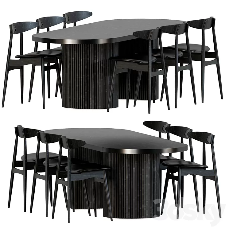 Joffrey Solid Ash Dining Chair Black 3D Model Free Download