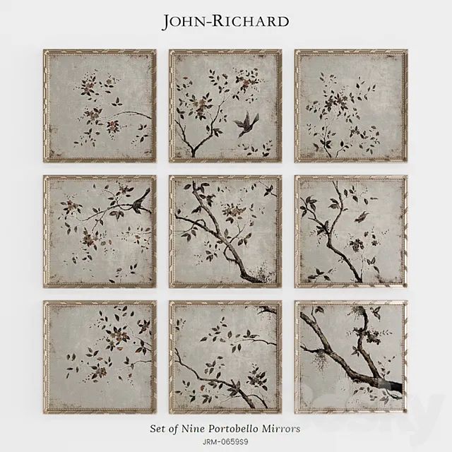 John Richard Set of Nine Portobello Mirrors 3D Model John Richard Set of Nine Portobello Mirrors 3D Model
