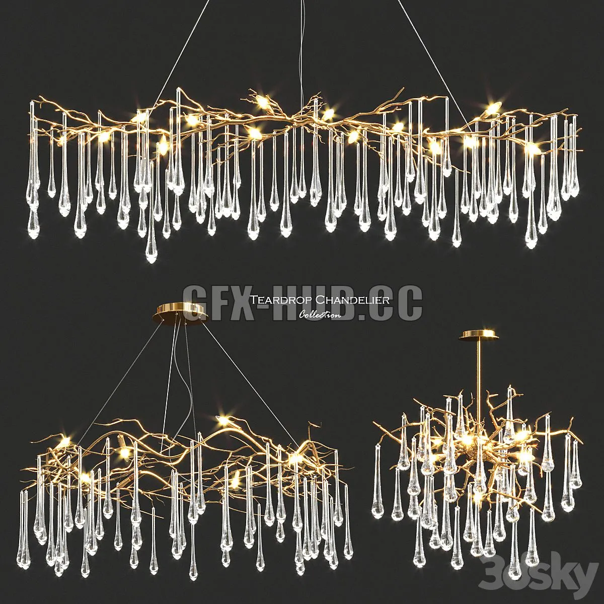 John-Richard Teardrop Chandelier Collection 3D Model