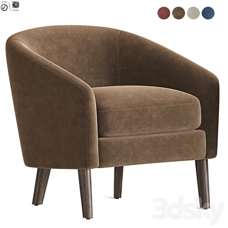 Jonah Armchair Westelm 3D Model 3DSKY Decor Helper