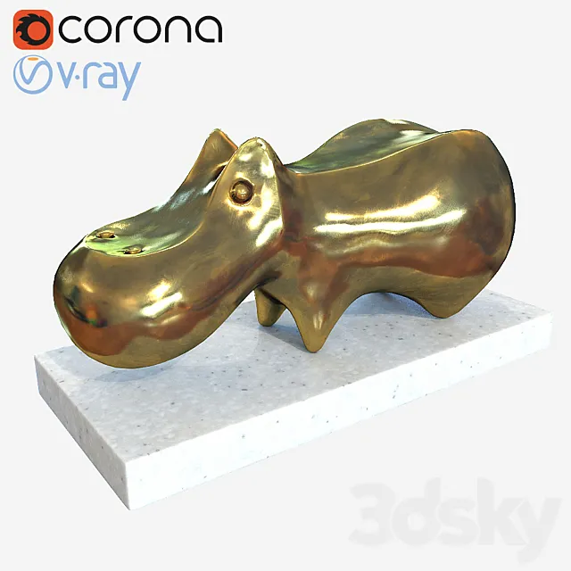 Jonathan Adler Brass Hippo 3D Model Jonathan Adler Brass Hippo 3D Model