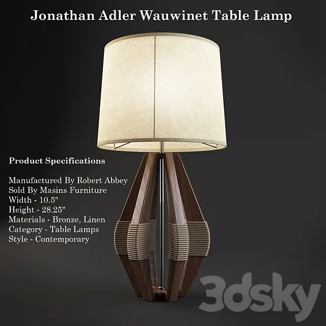 Jonathan Adler Wauwinet Table Lamp 3D Model Jonathan Adler Wauwinet Table Lamp 3D Model