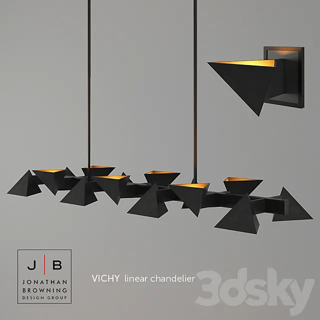 Jonathan Browning Vichy chandelier & sconce 3D Model Jonathan Browning Vichy chandelier & sconce 3D Model