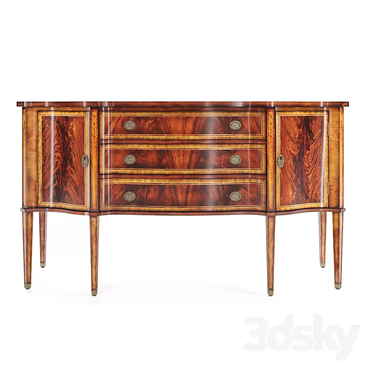 Jonathan Charles Mahogany sideboard with curved doors 3D Model Jonathan Charles Mahogany sideboard with curved doors 3D Model