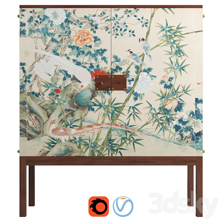 Josef Frank mahogany cabinet | Wallpaper Svenskt Tenn 3D Model Free Download
