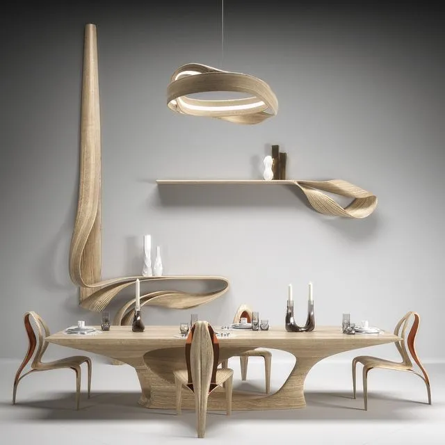 Joseph Walsh and Zaha Hadid Dining Set 3D Model Joseph Walsh and Zaha Hadid Dining Set 3D Model