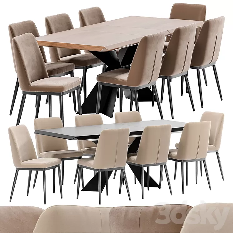 Joss Y249 dining chair and Cherry Esf T1712A table 3D Model
