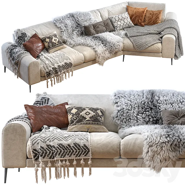 Joy shaped corner sofa 3D Model Joy shaped corner sofa 3D Model