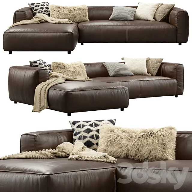 Joybird Jaxon Sectional Leather Sofa 3D Model
