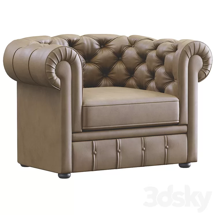 Juggernaut India Vintage Chesterfield Single Seater 3D Model Juggernaut India Vintage Chesterfield Single Seater 3D Model