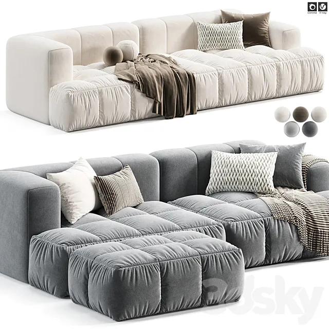 Julia Suede Fabric Soft Sofa by Casaspace 3D Model