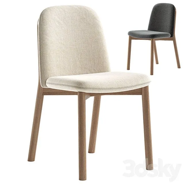 Julie upholstered ash wood chair 3D Model