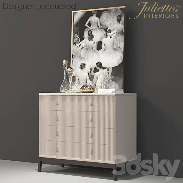 juliette interiors Italian Art Deco Inspired Designer Lacquered Chest of Drawers 3DModel