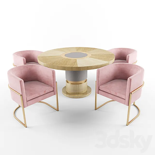 Julius chairs and Lune table 3DModel