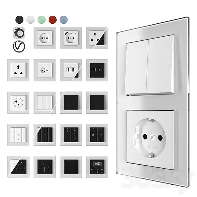 Jung a creation set glass 3D Model Jung a creation set glass 3D Model