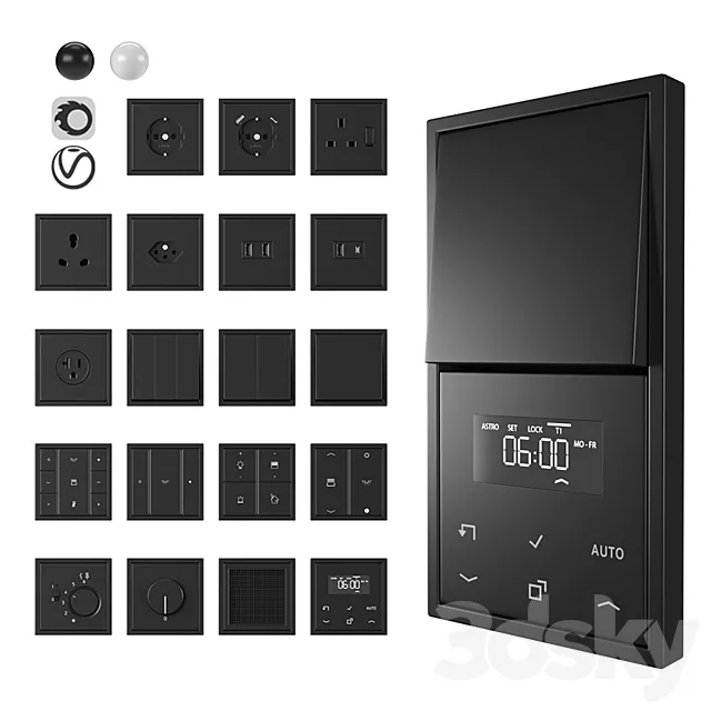 Jung LS 990 matt black and white 3D Model Jung LS 990 matt black and white 3D Model