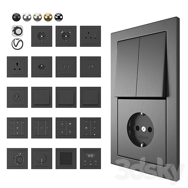 Jung LS-Design set Metal 3D Model Jung LS-Design set Metal 3D Model